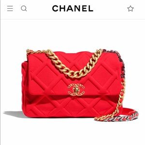 Chanel 19 red handbag jersey